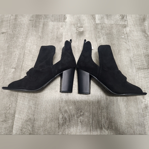 Women's Slip-On Open Toe Peep Toe Ankle Boots Suede Black - Size 8.5 *NWT* - Picture 4 of 9
